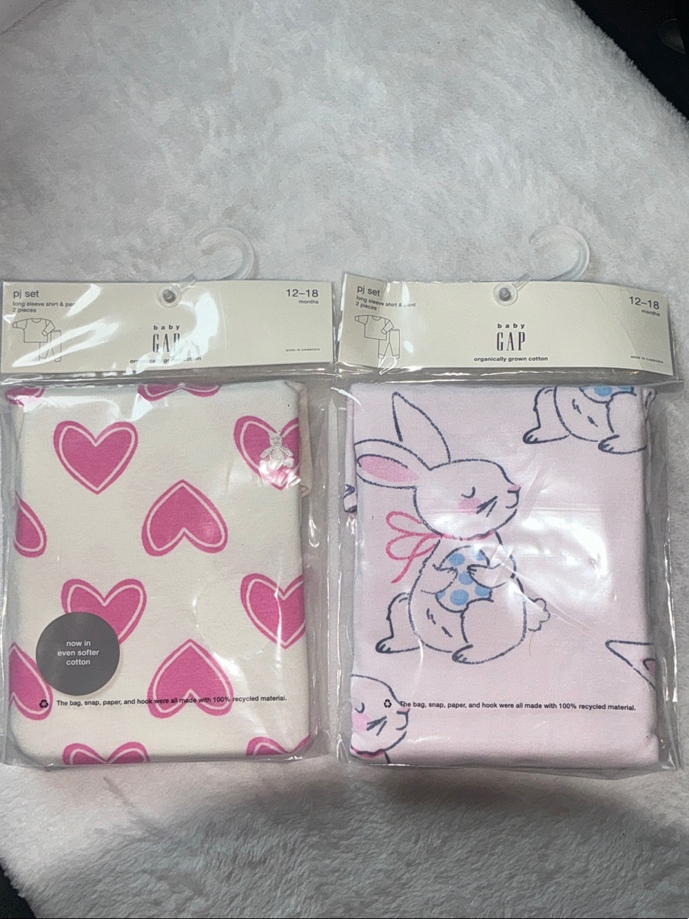 GAP Pink Heart & Bunny Baby Pajama Set